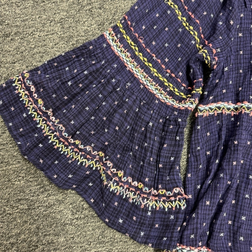 Free People Boho Cotton Blend Pheasant Blouse Top Size XS - Picture 4 of 6